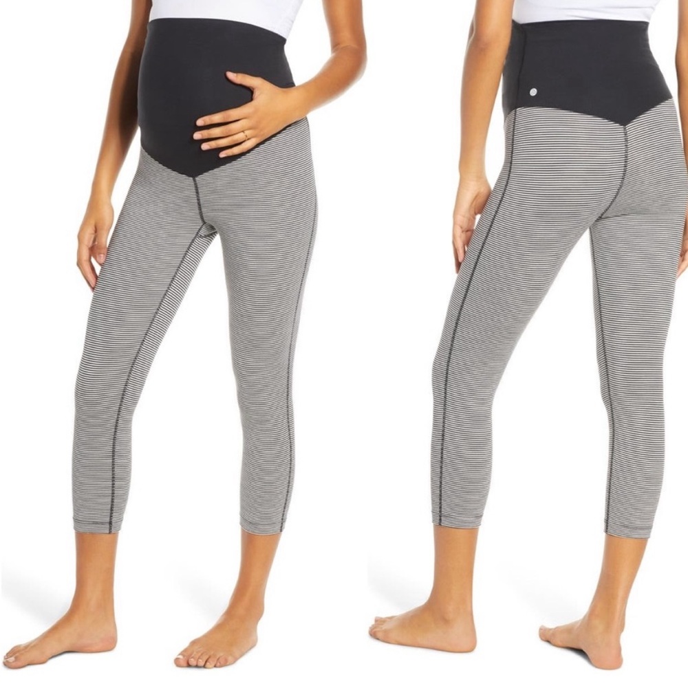 Cropped Zella striped maternity leggings size Large